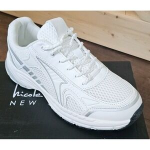NICOLE MILLER Women's White HULAH Sneakers. Size 8.5